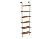 6 Tier Shelf Ladder Shelf Storage for Books, Decoration, Bedroom, Living Room, Office, 60 x 30 x 204.8 cm, Industrial Design, Vintage Brown/Black