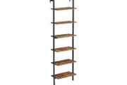 6 Tier Shelf Ladder Shelf Storage for Books, Decoration, Bedroom, Living Room, Office, 60 x 30 x 204.8 cm, Industrial Design, Vintage Brown/Black