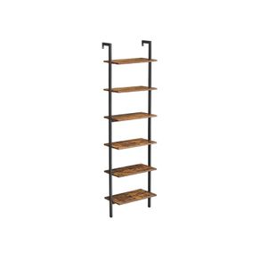 6 Tier Shelf Ladder Shelf Storage for Books, Decoration, Bedroom, Living Room, Office, 60 x 30 x 204.8 cm, Industrial Design, Vintage Brown/Black