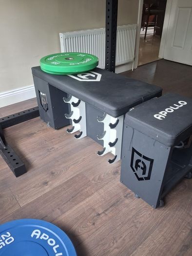 squat rack with weights and adjustable bench