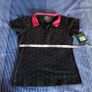 Dublin Black & Pink Polo Shirt With Silver Dot Design. With Embroidery. Size 10/Small. Image 3