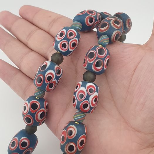Antique Venetian Style Thousand Eye Glass Big Beads Necklace