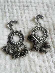 Stunning Large Oxidized Silver Jhumka Dangler Earrings - Worn Twice!