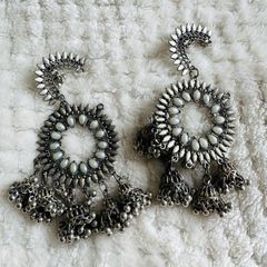 Stunning Large Oxidized Silver Jhumka Dangler Earrings - Worn Twice!