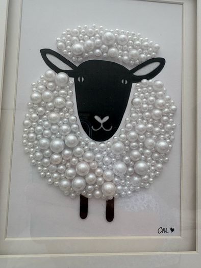 Handcrafted framed Sheep mixed media Mosaic