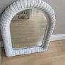 vintage white painted wicker mirror Image 2