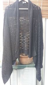 Black Crochet Waterfall Cardi