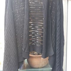 Black Crochet Waterfall Cardi