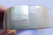 Vintage 80's Mother of Pearl Shell Striped Wide Classic Chunky Bangle Bracelet