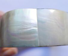 Vintage 80's Mother of Pearl Shell Striped Wide Classic Chunky Bangle Bracelet