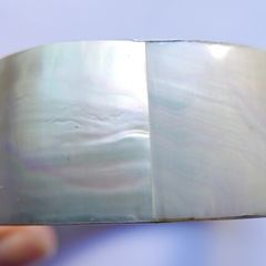 Vintage 80's Mother of Pearl Shell Striped Wide Classic Chunky Bangle Bracelet