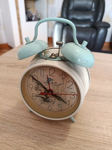 Vintage Disney Bambi Twin Bell Mechanical Alarm Clock