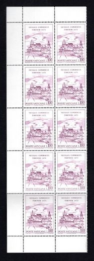 1973 Vatican City The 500th Anniversary of the Birth of Nicolaus Copernicus Commemorative Stamps Block of 10 Mint Never Hinged (MNH)