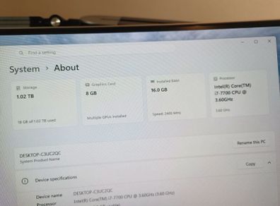 Complete PC Setup (No Peripherals) - i7 / GTX 1080 / 1TB Storage + 27" Curved Monitor