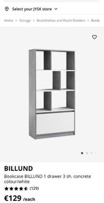 JYSK BILLUND Bookcase  Concrete/White