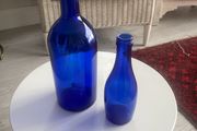 Two Vintage Cobalt Blue Bottles