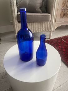 Two Vintage Cobalt Blue Bottles