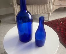 Two Vintage Cobalt Blue Bottles