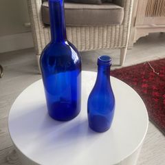 Two Vintage Cobalt Blue Bottles