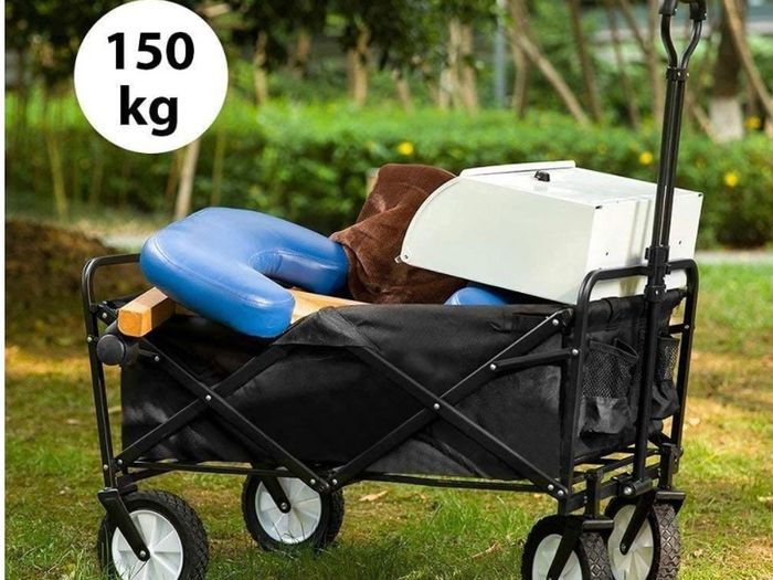 Folding Camping Cart Garden Wagon 4 Wheeled Collapsible Festival Trolley, Portable Garden Cart & DIY Waste Wagon - 150KG Capacity (FREE POSTAGE)