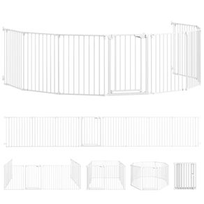 8-Panel Metal Folding Safety Gate & Playpen, 61 x 75 cm Panels (24 x 29.5 in)  White
