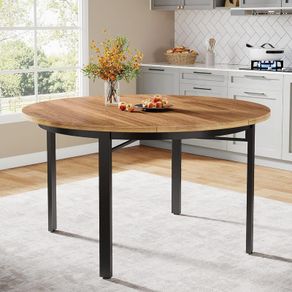 Round Dining Table 4-6 People with Solid Metal Legs