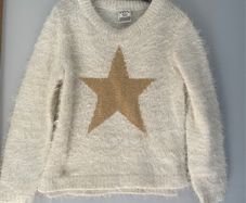 Charanga cream and gold metallic star knit jumper  Age 4-5 EUC