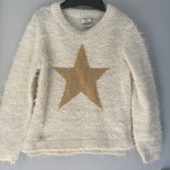 Charanga cream and gold metallic star knit jumper  Age 4-5 EUC