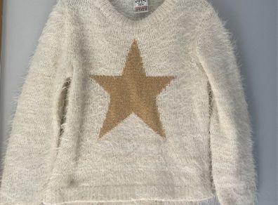 Charanga cream and gold metallic star knit jumper  Age 4-5 EUC