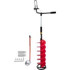 Ice Drill Auger, 8\'\' Diameter Nylon Ice Auger, 41\'\' Length Ice Auger Bit, Auger Drill with 14\'\' Adjustable Extension Rod, Rubber Handle, Drill Adapter, Replaceable Auger Blade for Ice Fish