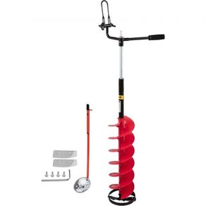 Ice Drill Auger, 8\'\' Diameter Nylon Ice Auger, 41\'\' Length Ice Auger Bit, Auger Drill with 14\'\' Adjustable Extension Rod, Rubber Handle, Drill Adapter, Replaceable Auger Blade for Ice Fish