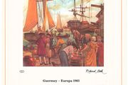 1983 Guernsey Limited Edition Lithographed Print measuring 333mm X 257mm showing Europa: Great Works of Human Genius Commemorative stamps First Day of Issue Cancel