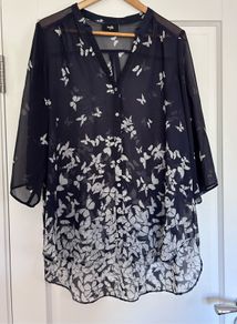 Navy Blue Wallis Sheet V-neck Top size - XL