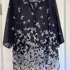 Navy Blue Wallis Sheet V-neck Top size - XL