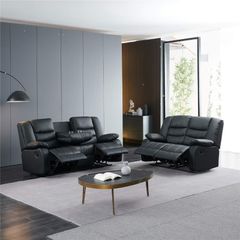 Black leather recliner sofa