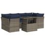 7 Piece Garden Sofa Set with Cushions Grey Poly Rattan Acacia Image 2