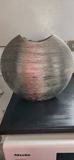 Large silver textured decorative vase - like new