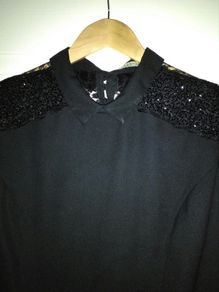 Black lace sequence short's jumpsuit