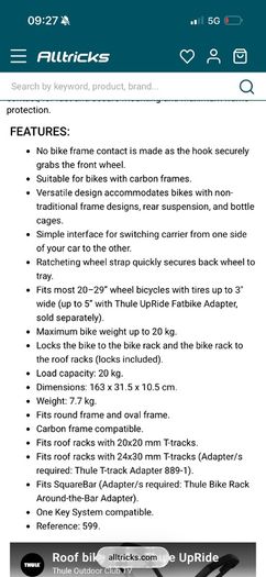 Thule bike rack