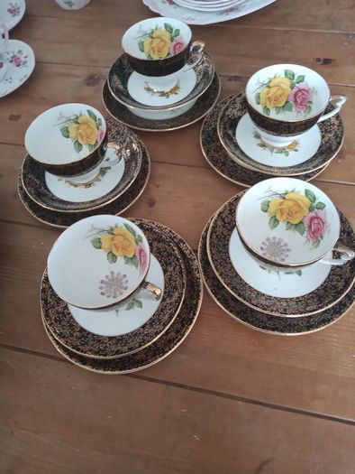 ,5 vintage china trios imperial china