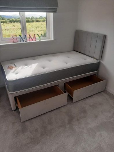 New Divan Beds Instock. All Sizes Available. All Colours Available.. Drawers Option Available. Tufted Memory Foam Mattresses Available
