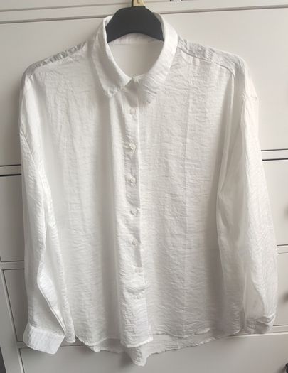 Stradivarius White Crinkle Oversized Shirt XL Brand New