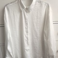 Stradivarius White Crinkle Oversized Shirt XL Brand New
