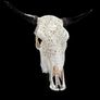 Large hand Carved Bull Skull  Lotus Design Image 4