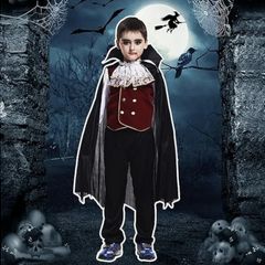 Black Vampire Dracula Cape with Stand-Up Collar - Halloween Costume  for Kids