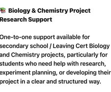 Leaving cert project mentoring for Biology and Chemistry