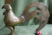 Vintage Heavy Brass Rooster 10" x 9"