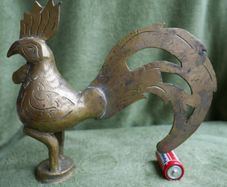 Vintage Heavy Brass Rooster 10" x 9"