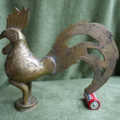 Vintage Heavy Brass Rooster 10" x 9"