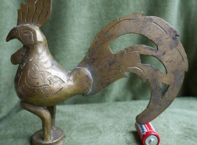 Vintage Heavy Brass Rooster 10" x 9"
